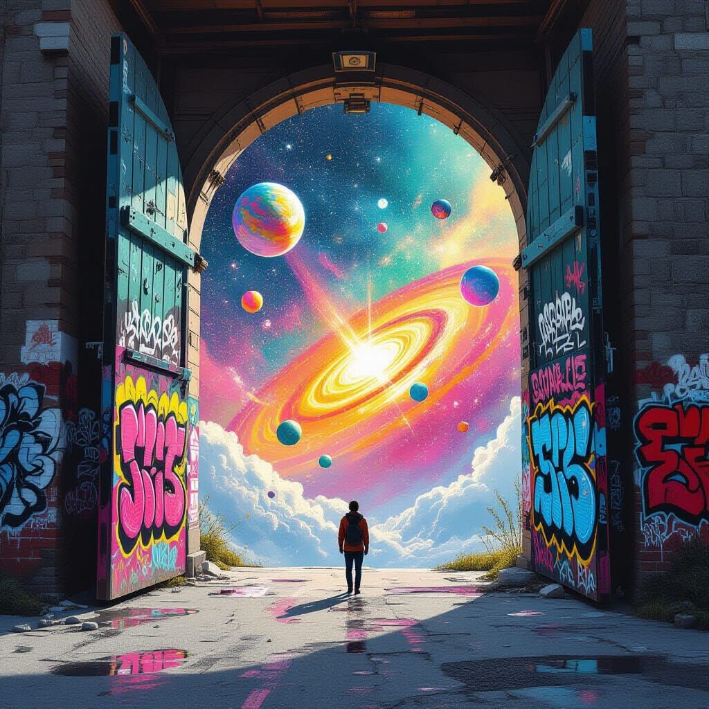 Cosmic Star Gate with Iridescent Bubbles