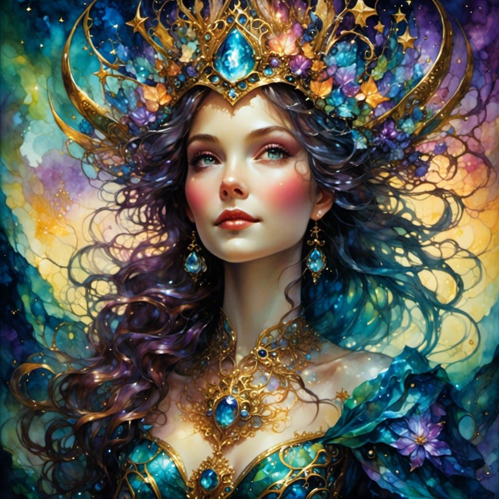 Happy Fantasy Galaxy with Clean Lines and Stars