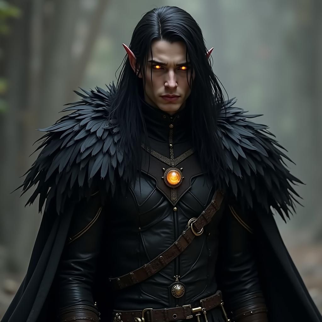 Tiefling Paladin with Crow Feather Adornments