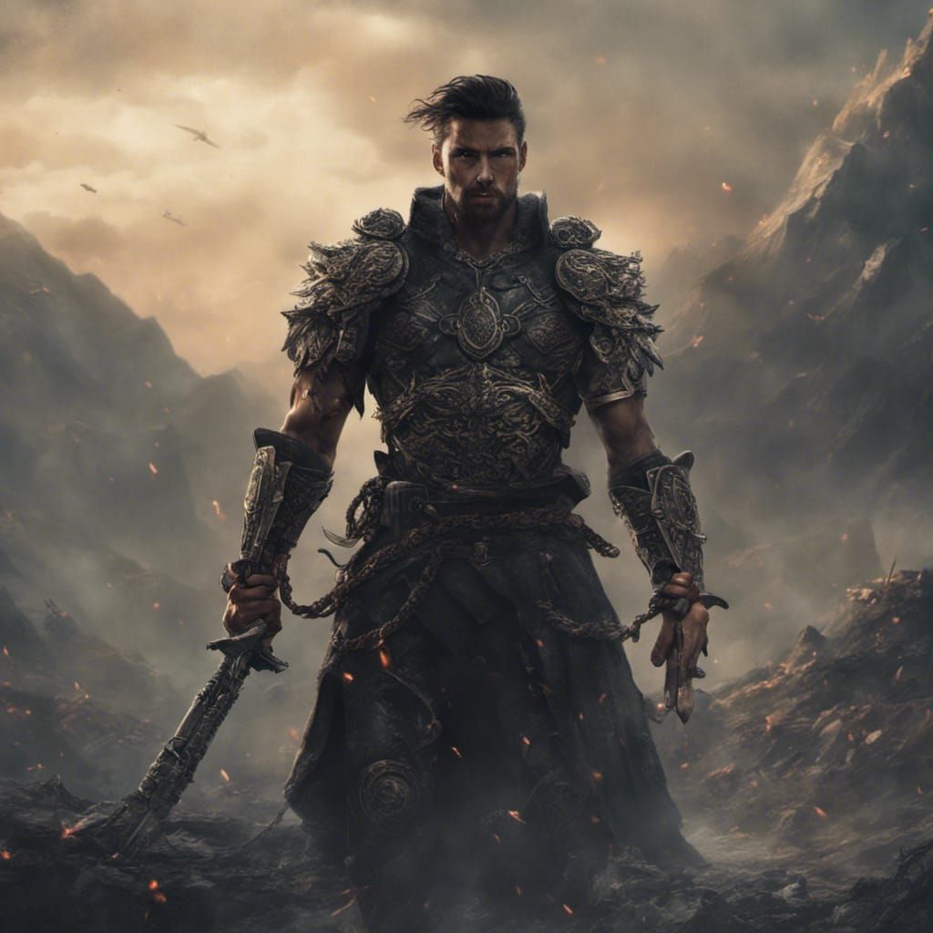 Warrior with Chain Weapon: Digital Matte Painting
