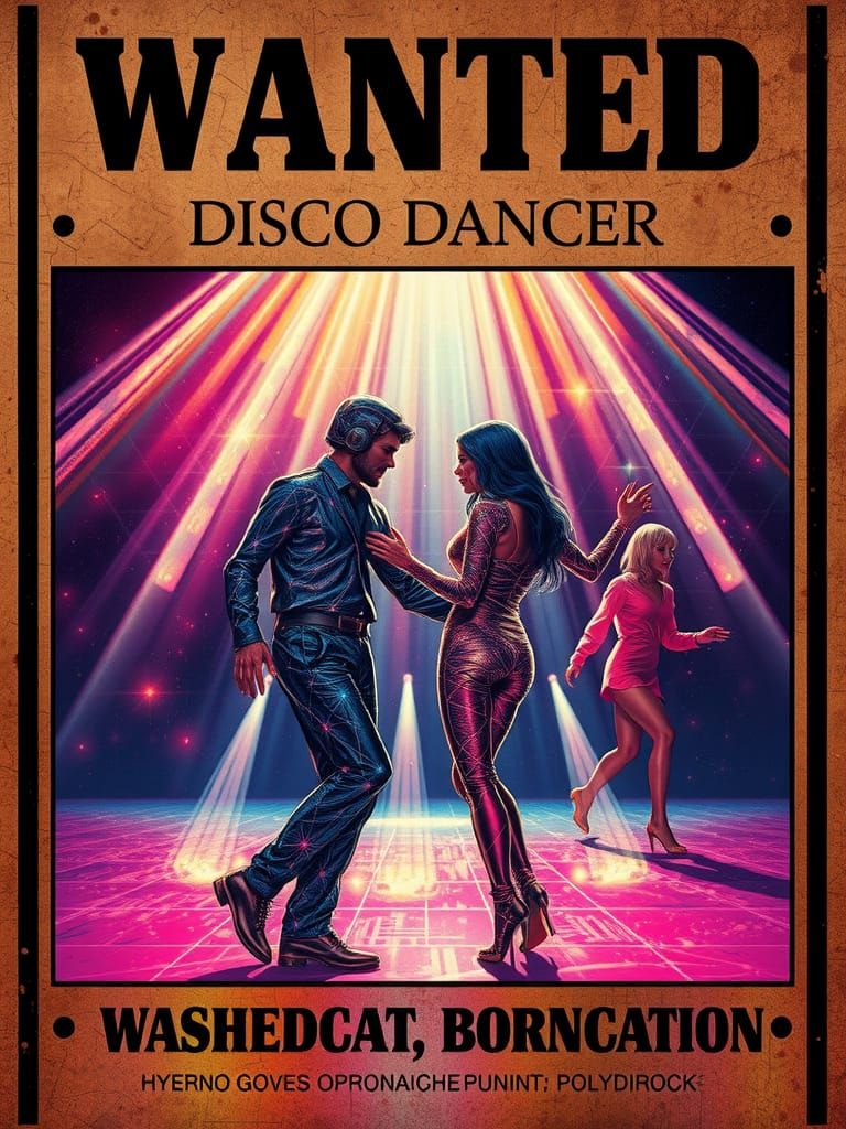 Retro-Punk "WANTED" Poster of Disco Dancers
