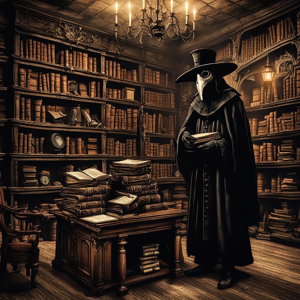 Plague Doctor in Medieval Chamber