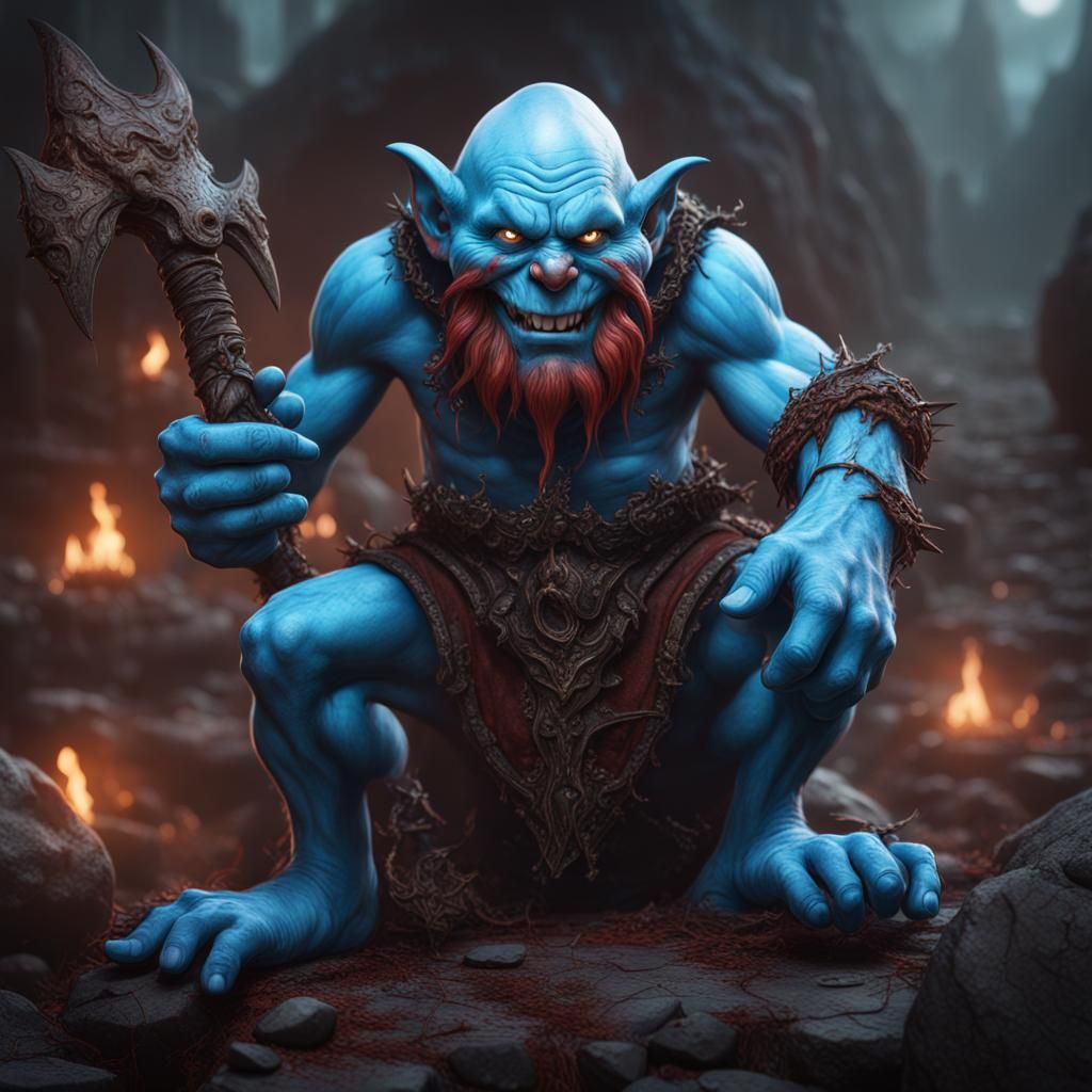 Demonic Smurf: Detailed Matte Painting in 8k
