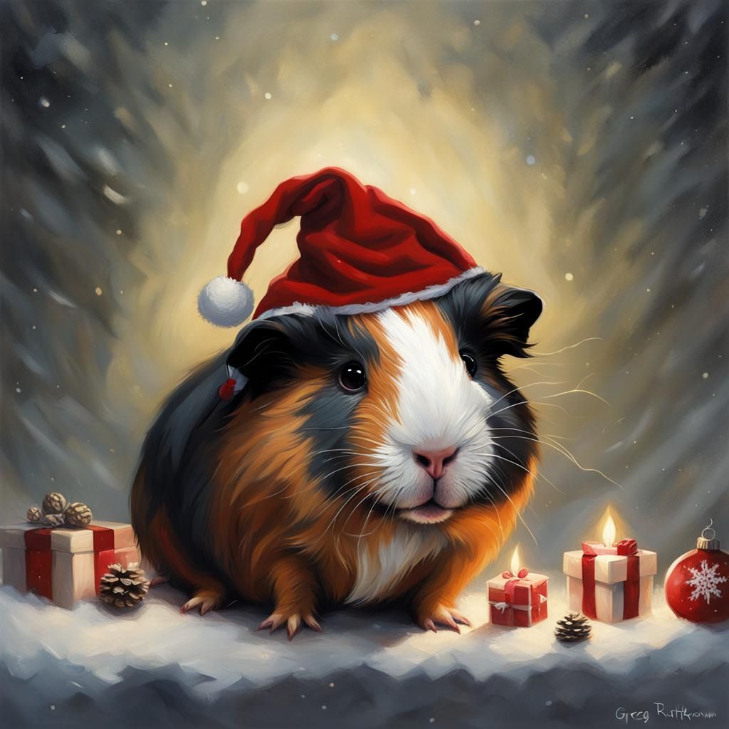 Sinister Christmas Guinea Pig Art
