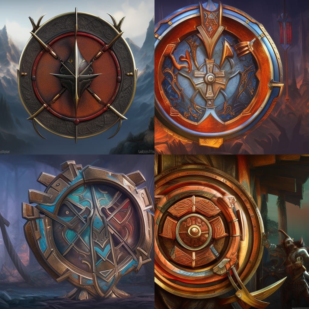 Detailed Targe Shield with Crossed Axes