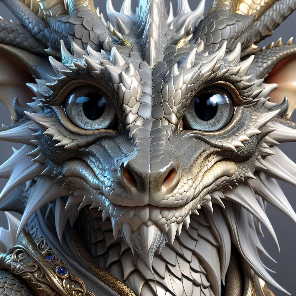 Adorable Elderly Dragon Portrait in Anime Style