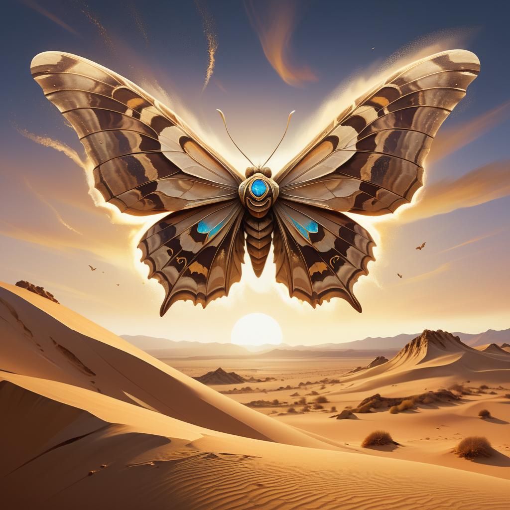 Sandstorm Moth Digital Art in Hyper-Realistic Style