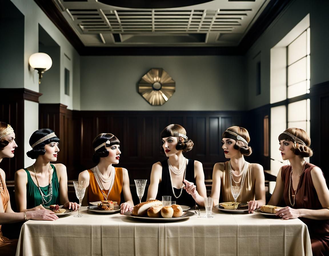 Last Supper Reimagined: Flapper Girls in Art Deco Style