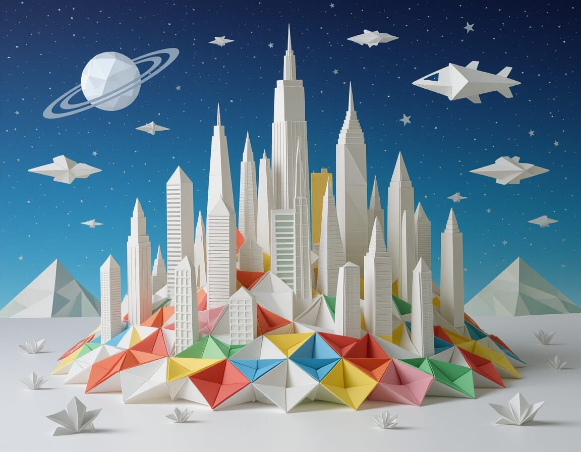 Origami Alien Cityscape