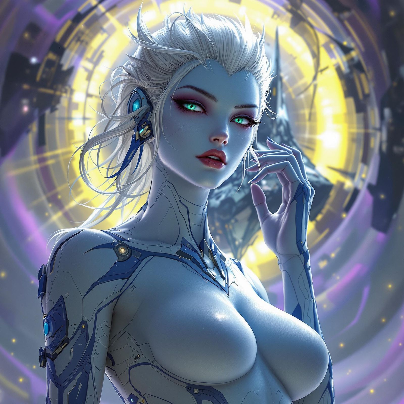 Cyberpunk Goddess in Futuristic Armor