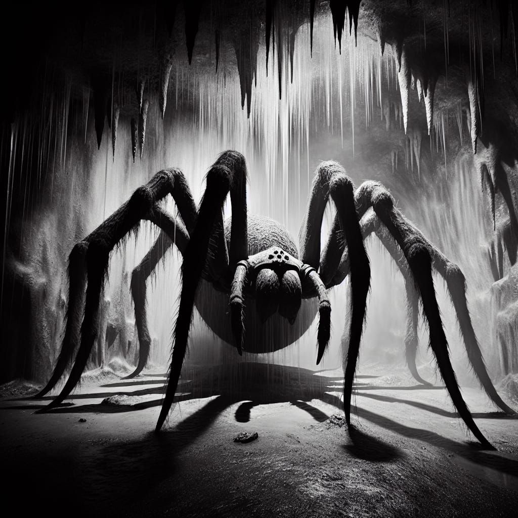 Giant Spider in Subterranean Cave: Gothic Horror