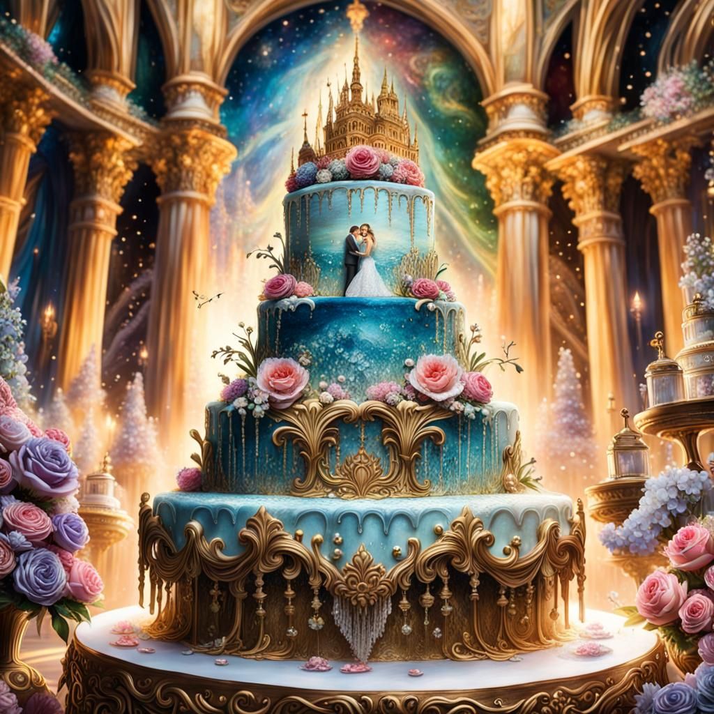 Cinematic Wedding Cake in a Fantasy Wonderland