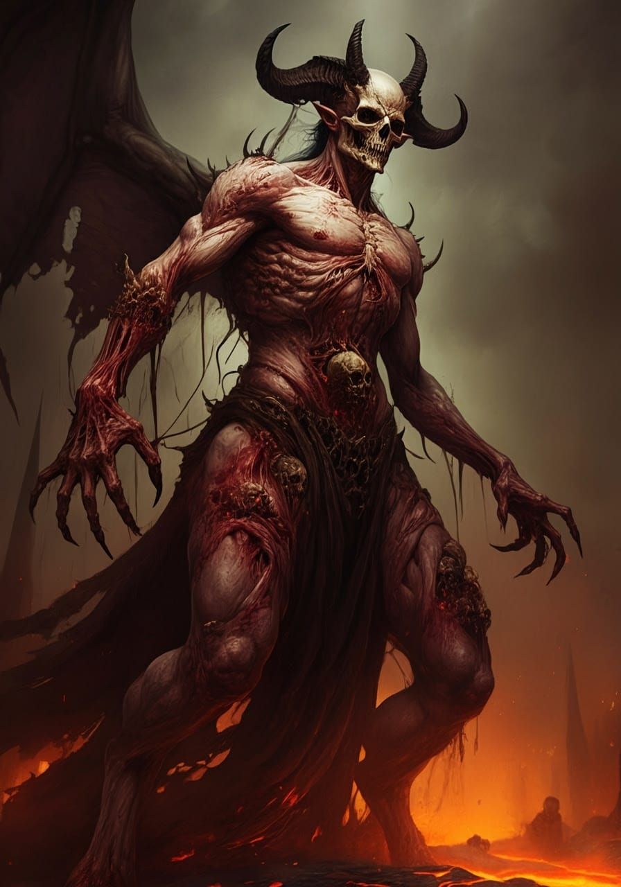 Dark Fantasy Demon in Twisted, Gnarled Form