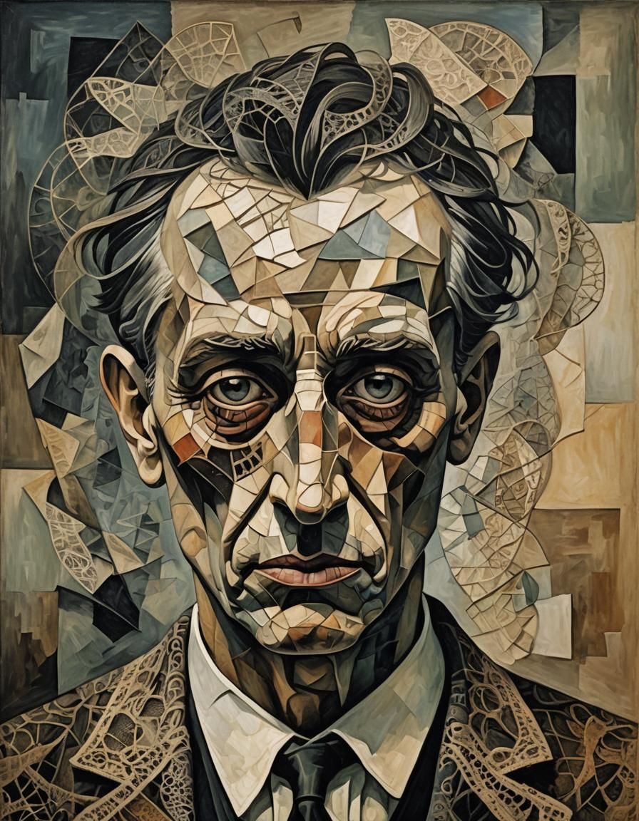 Angst and Sorrow: Abstract Surrealist Portrait