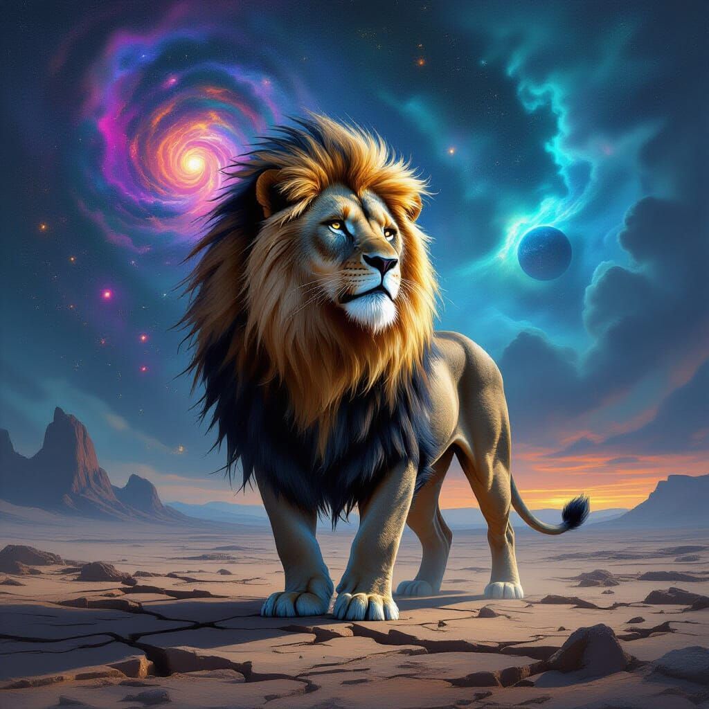 Galactic Lion on Alien Planet