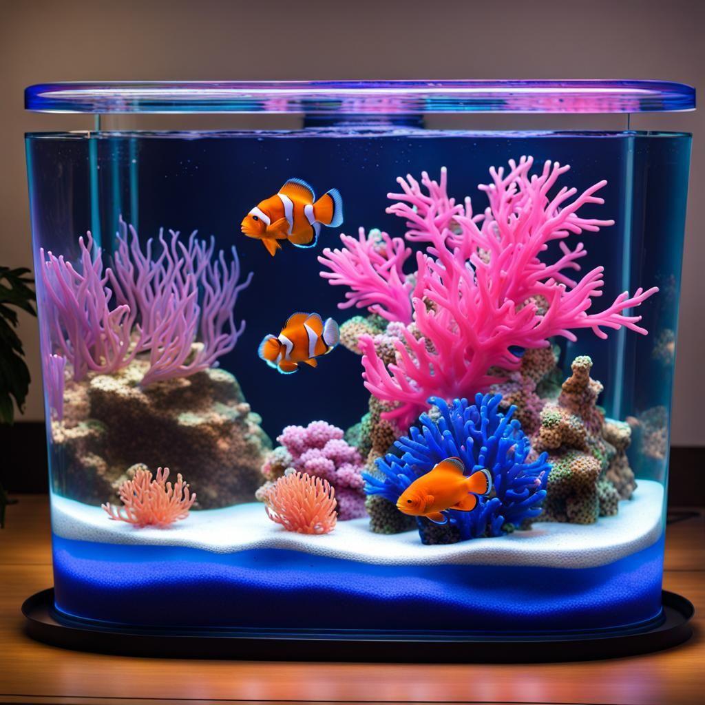 Vibrant Saltwater Aquarium with Colorful Fish and Coral
