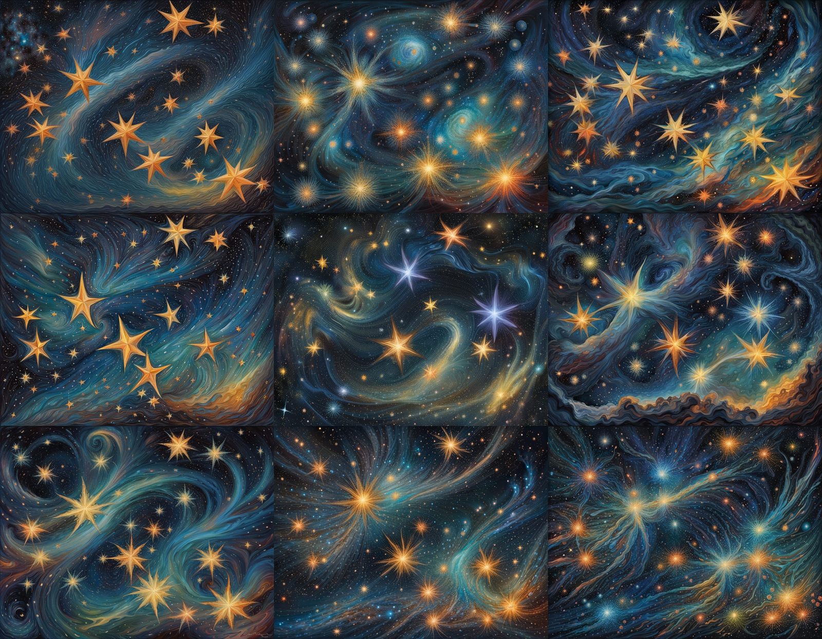 Pleiades Star Cluster in Van Gogh Style