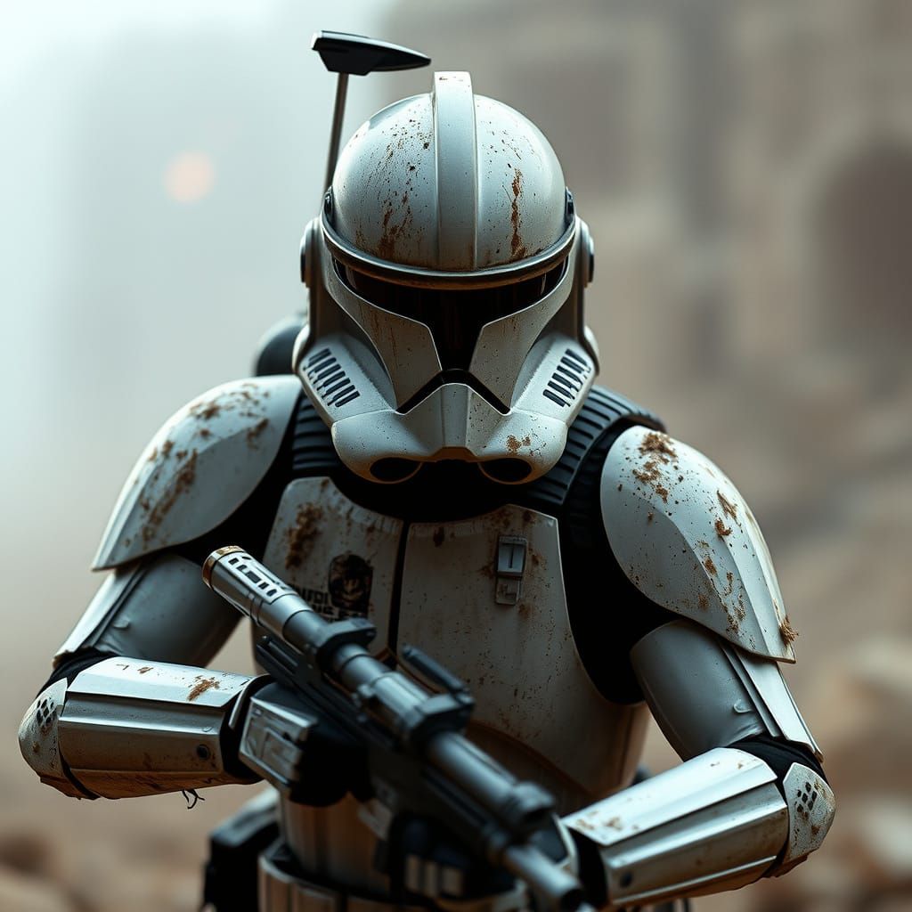 Epic Clone Trooper in Intense Battle Pose