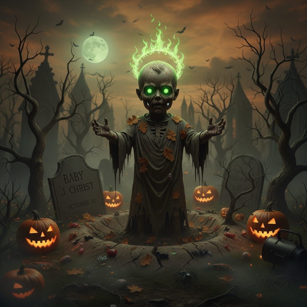 Zombie Baby Jesus Rises From Grave on Halloween