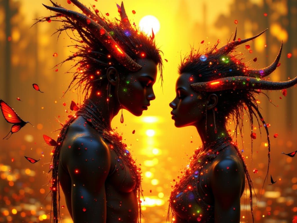 Dark Elves Bromance in Sunset Onsen