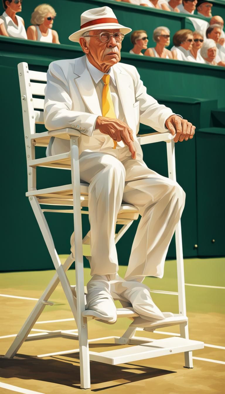 Realistic 1970s Wimbledon Umpire on Centre Court