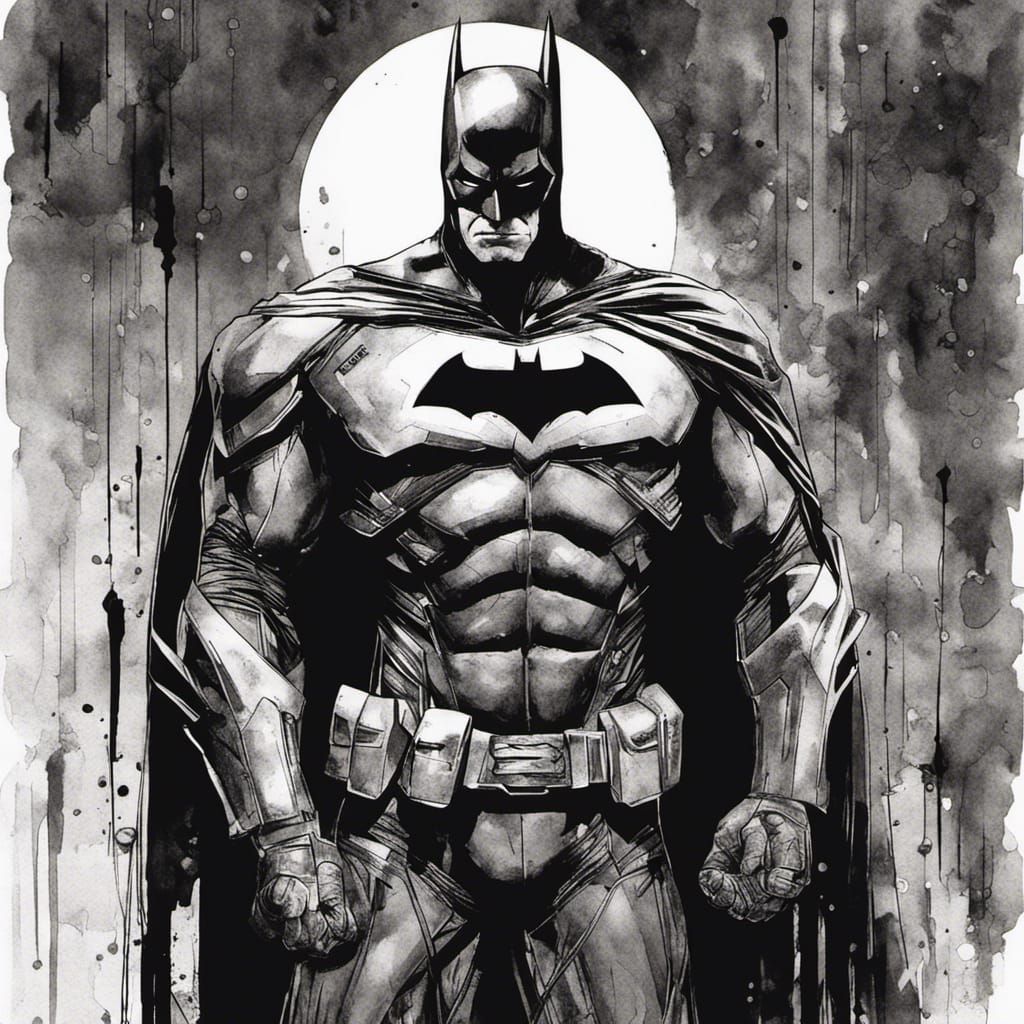 Batman: Black and White Ink Drawing