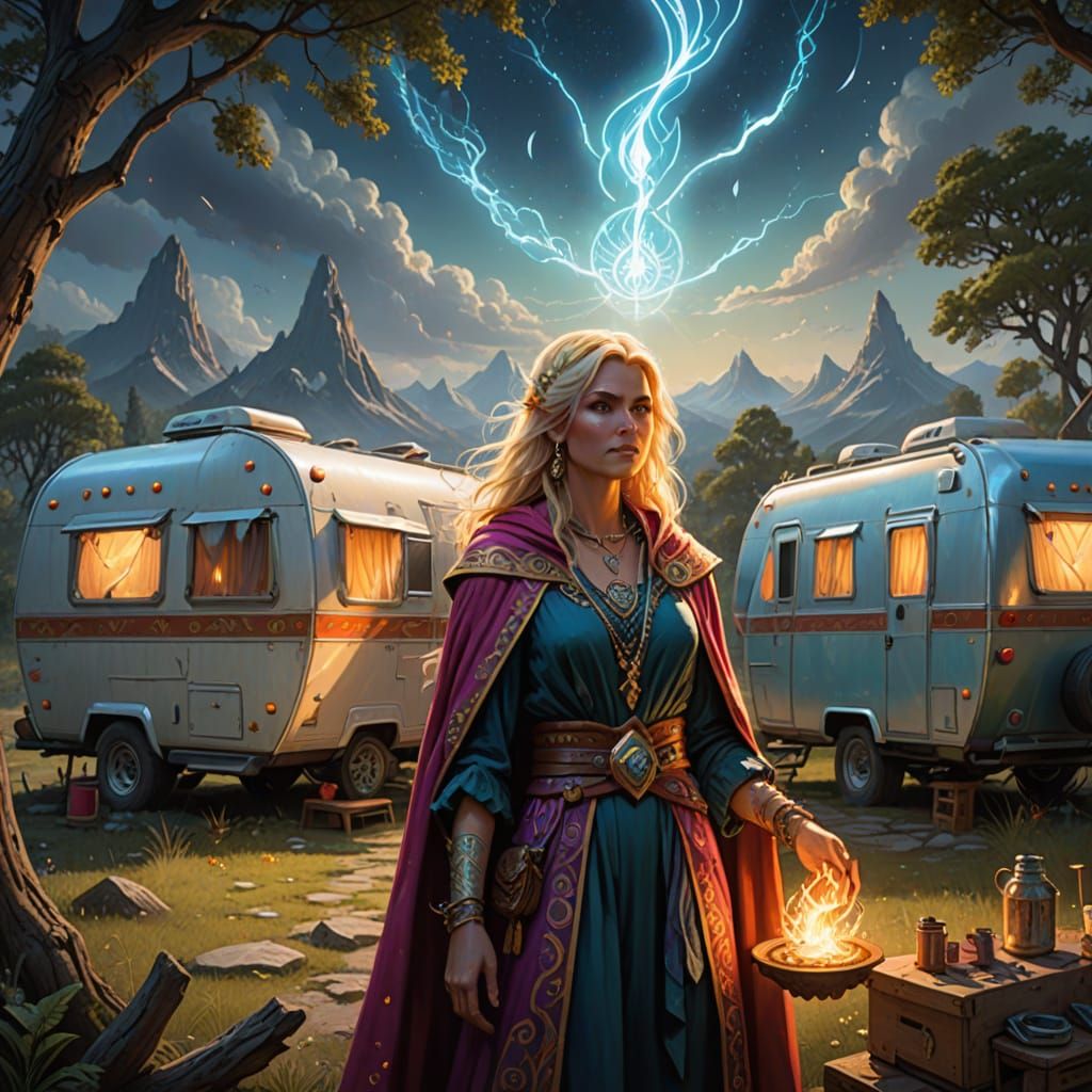 Sorceress with Glowing Eyes in Fantasy Camp