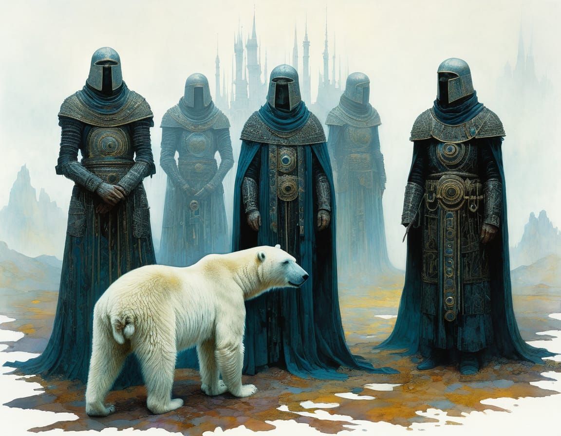 Armoured Polar Bears in Dreamy, Detailed Matte Painting