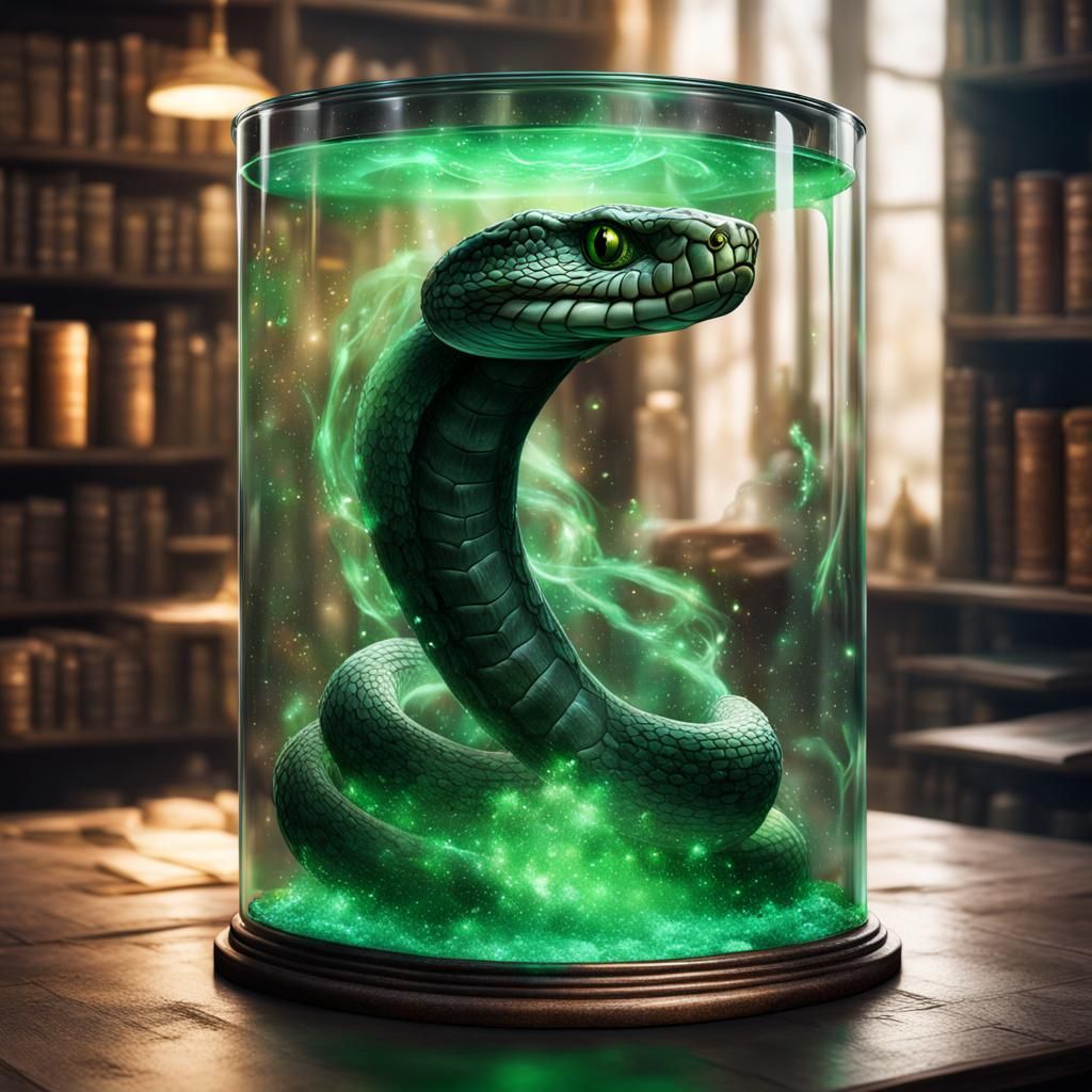 Cobra in Cylinder with Magic Potions: Fantasycore Art