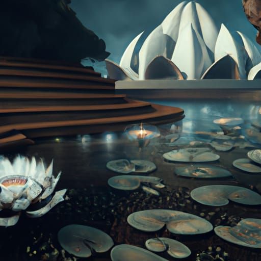 Underwater Lotus Temple: A Cinematic Digital Painting