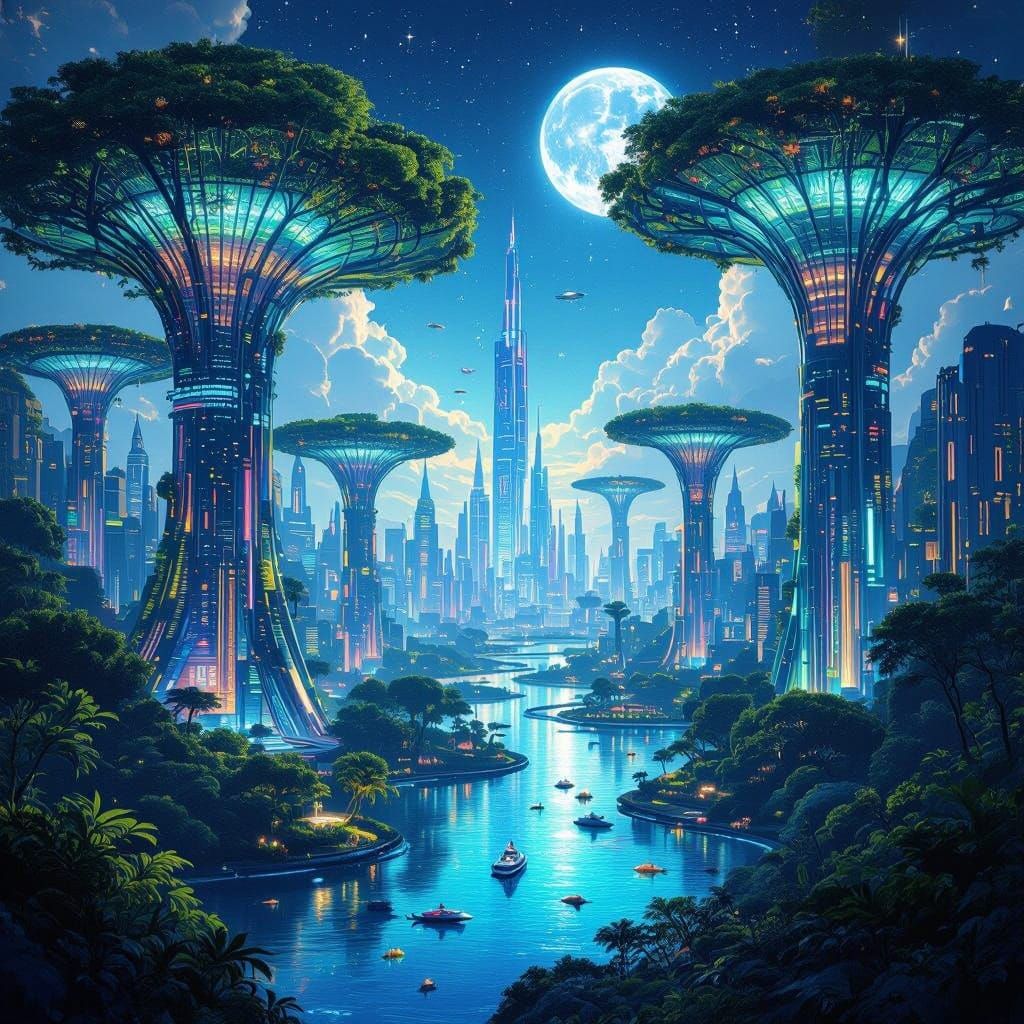 Futuristic Harmony with Nature in 2075: A Thriving Earth