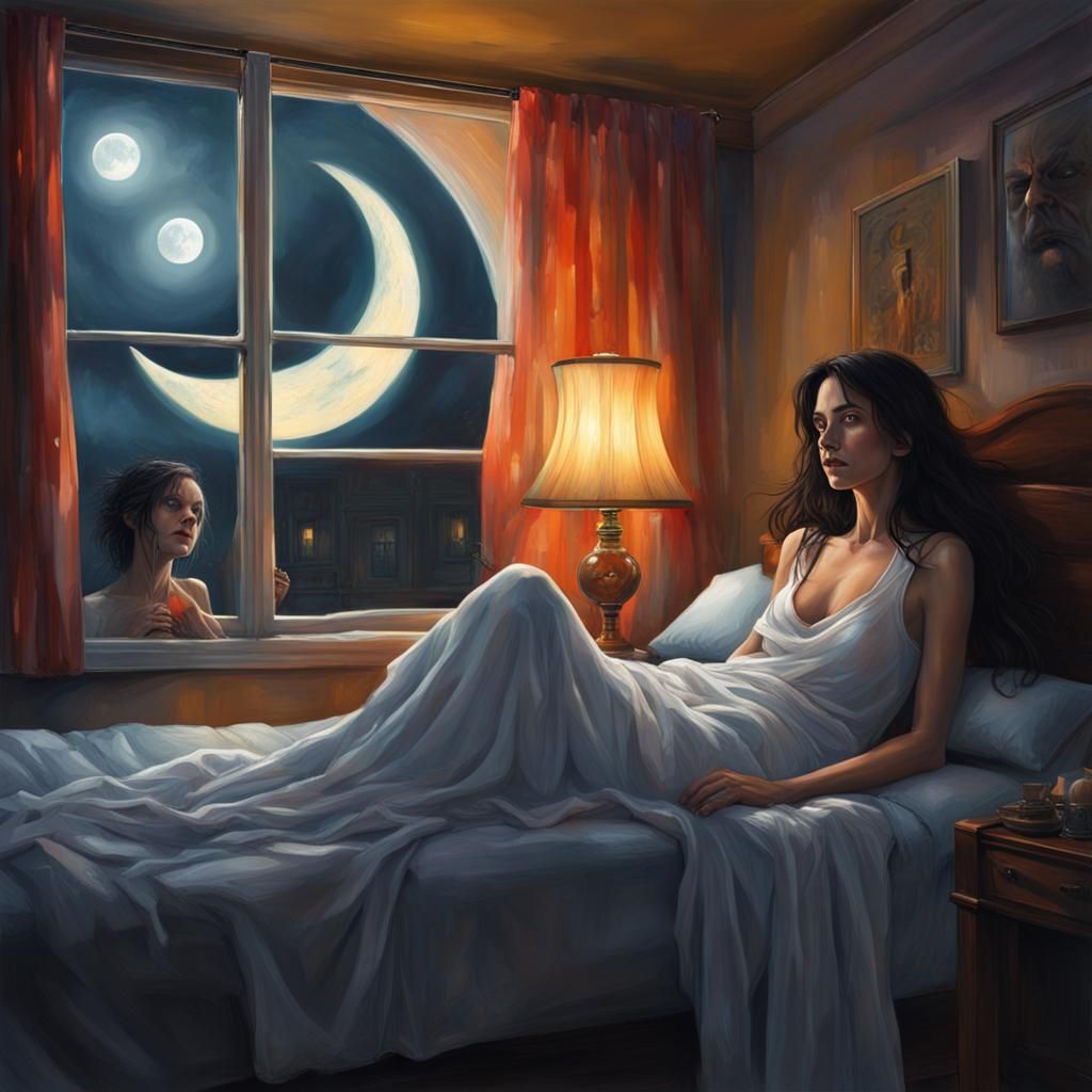 Eerie Ghostly Apparition in Bedroom Scene