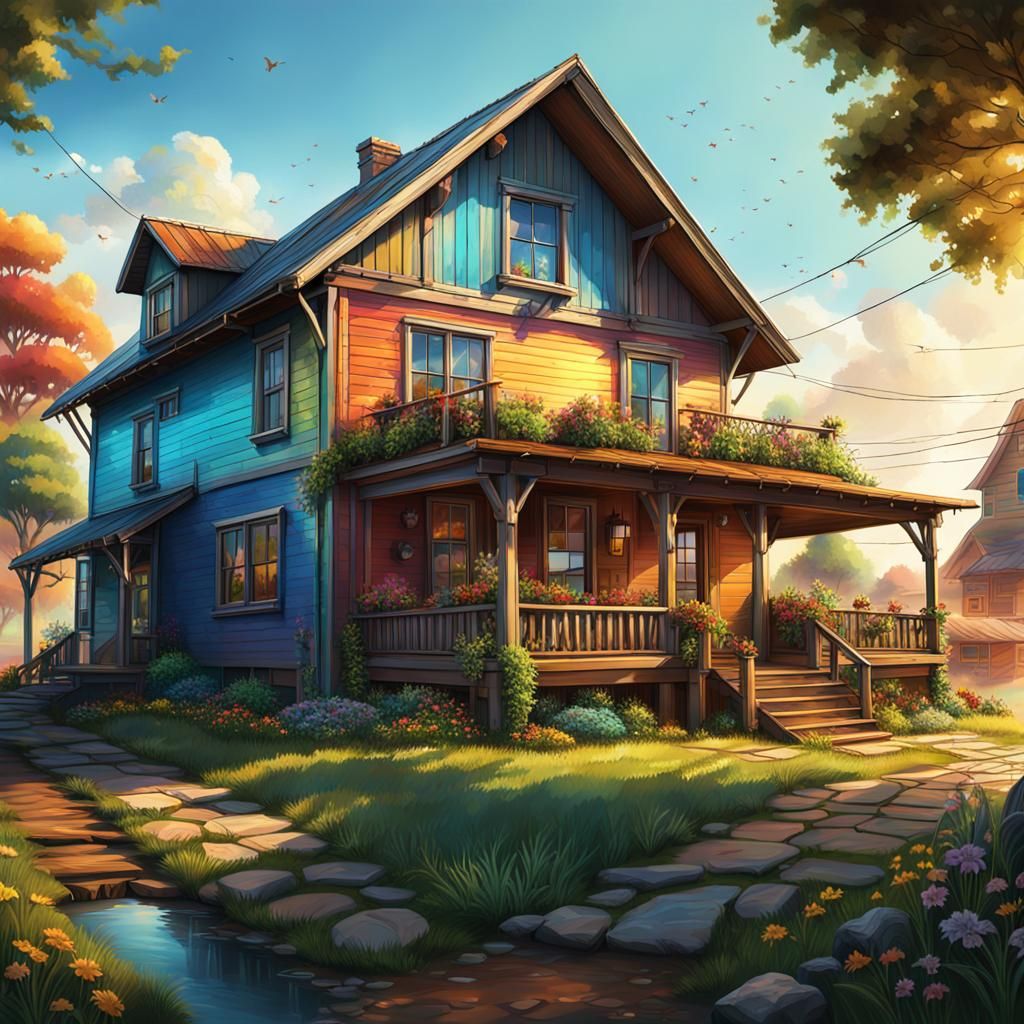 Hyperrealistic Hippie Farmhouse Concept Art