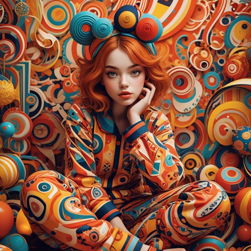 Whimsical Digital Art of Ember's Blaze in Cozy Pajamas