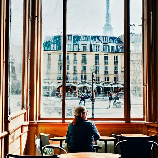 Parisian Coffee Shop in Impressionist Style