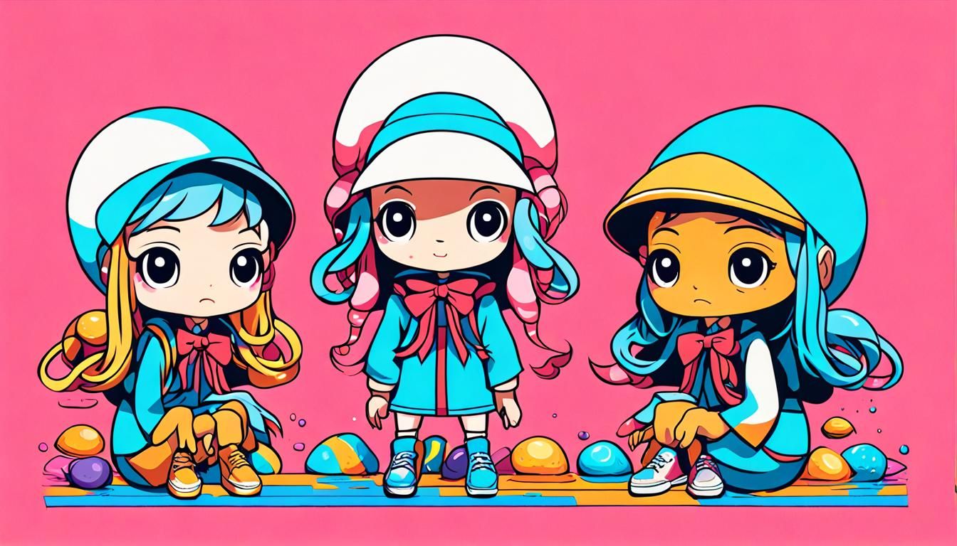 Pop Art Screen Print of Three Girls