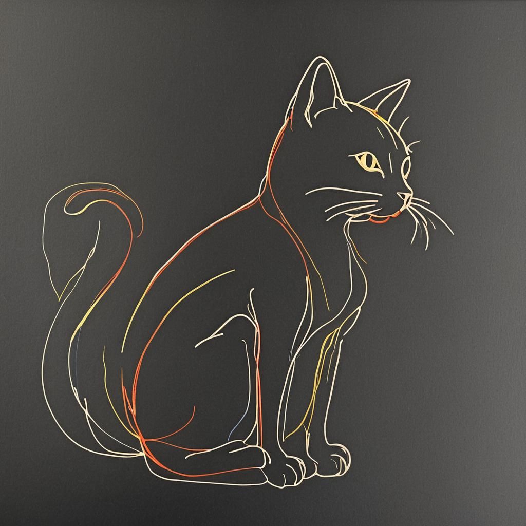 Minimalist Invisible Cat Silhouette in Matisse Style