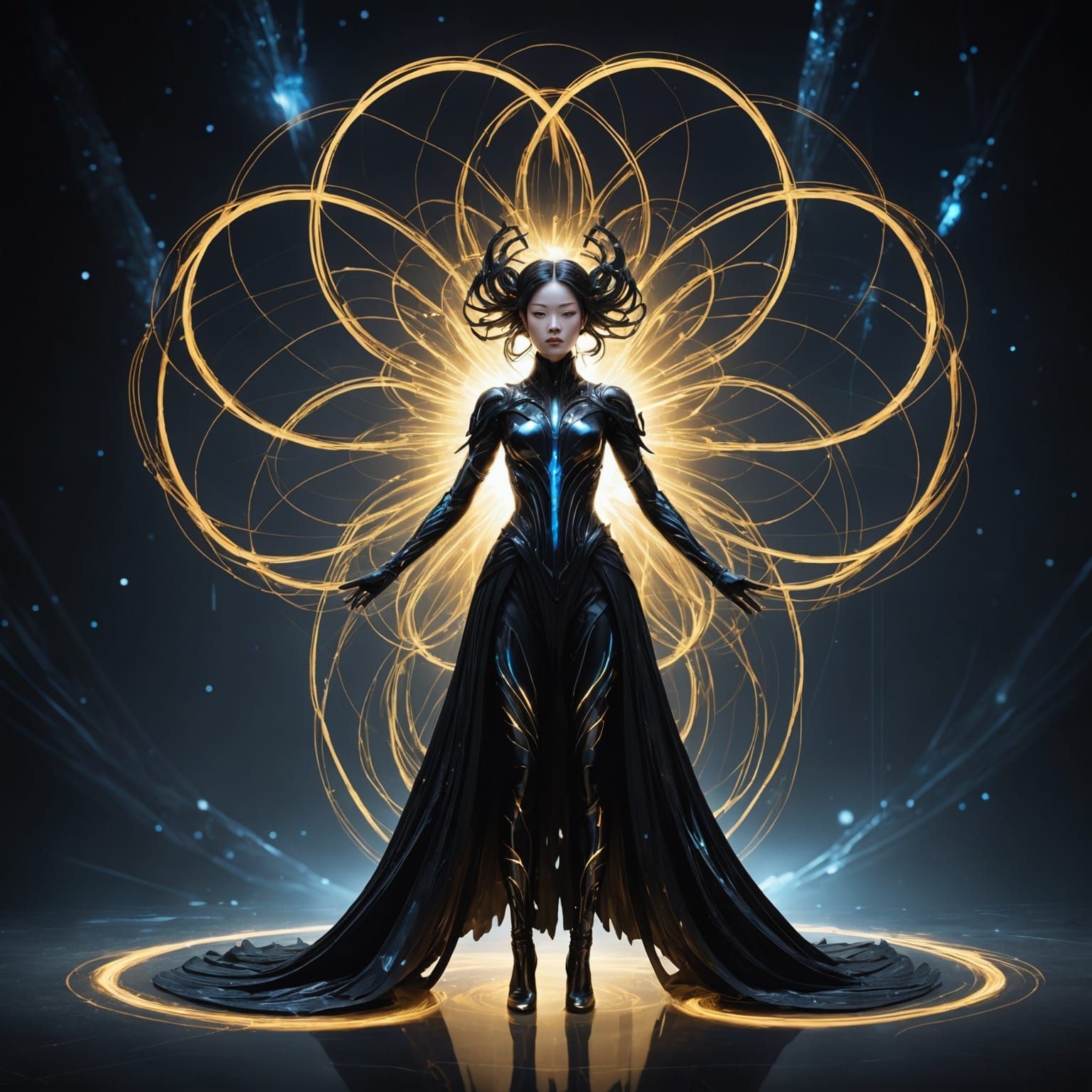 Obsidian Gateway with Light Tendrils and Astrogirl