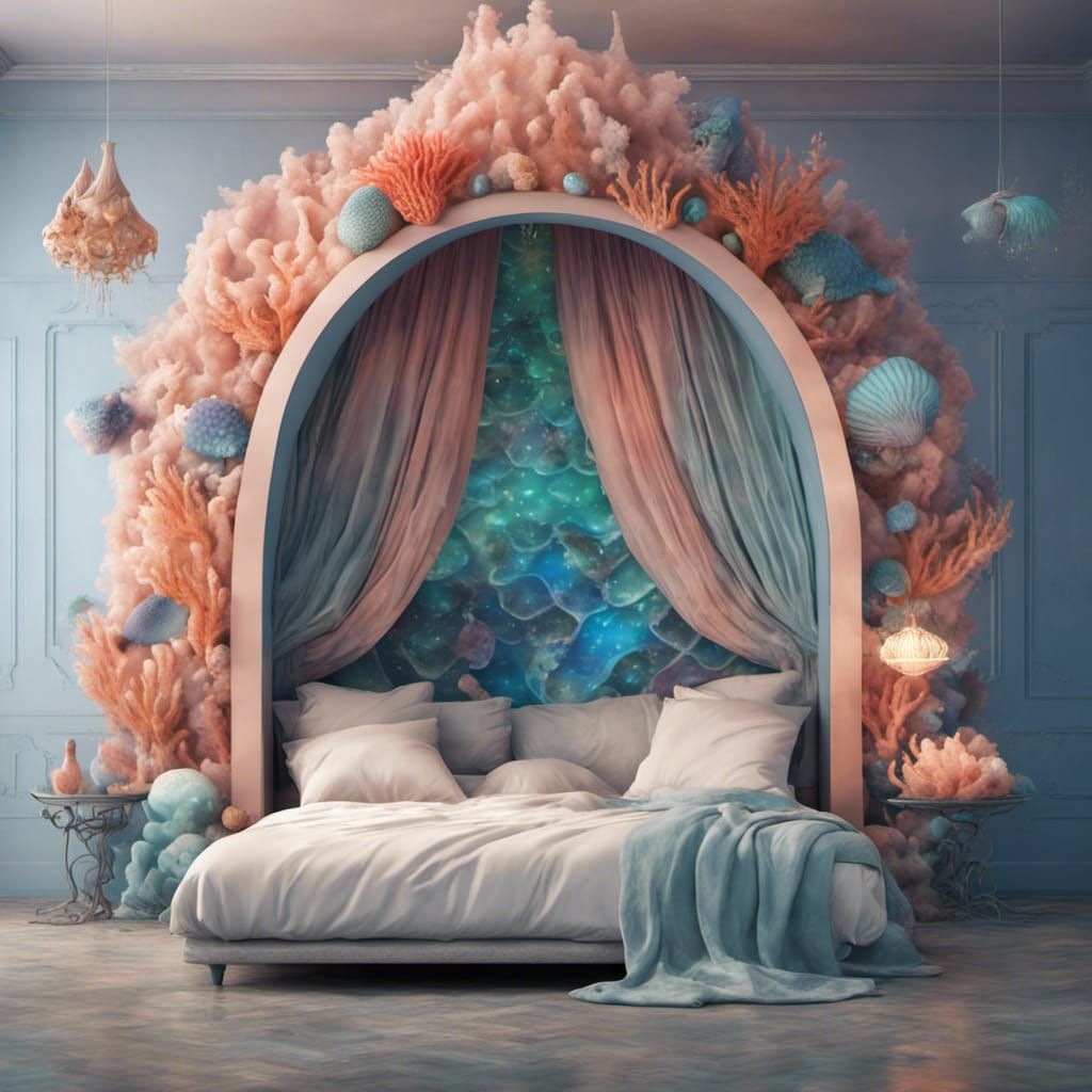 Underwater Mermaid Princess in Atlantis, 3D Render