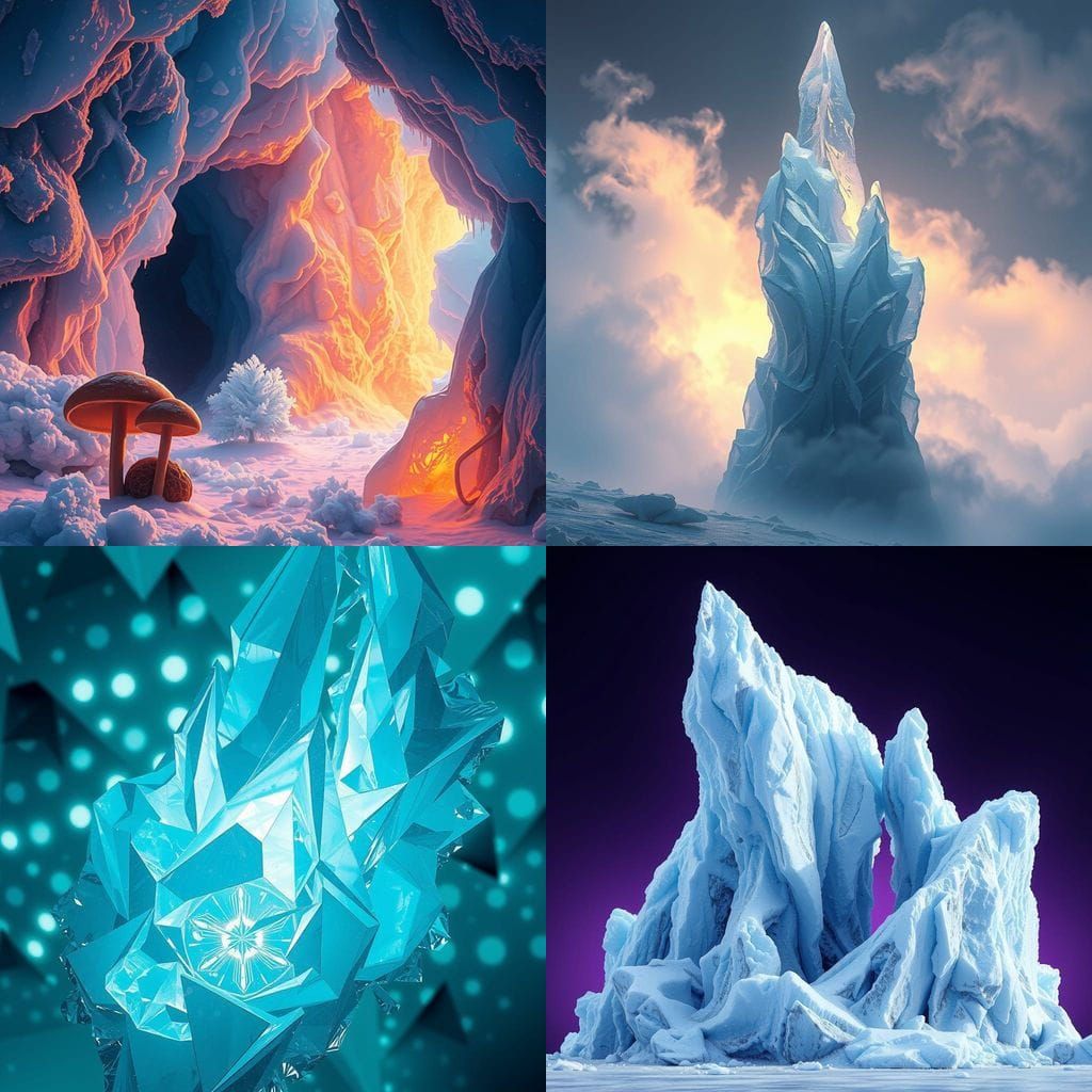 Crystal Ice Landscape in Vibrant Colors