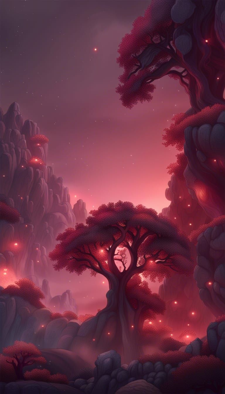 Magical Lava Tree with Glowing Mist