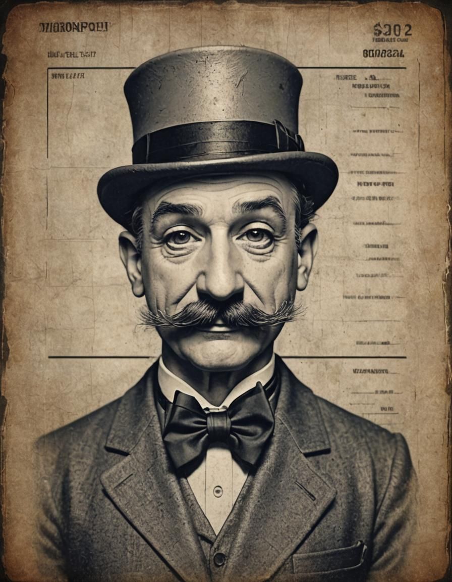 Mister Monopoly Mugshot: Retro Hyperrealistic Photography