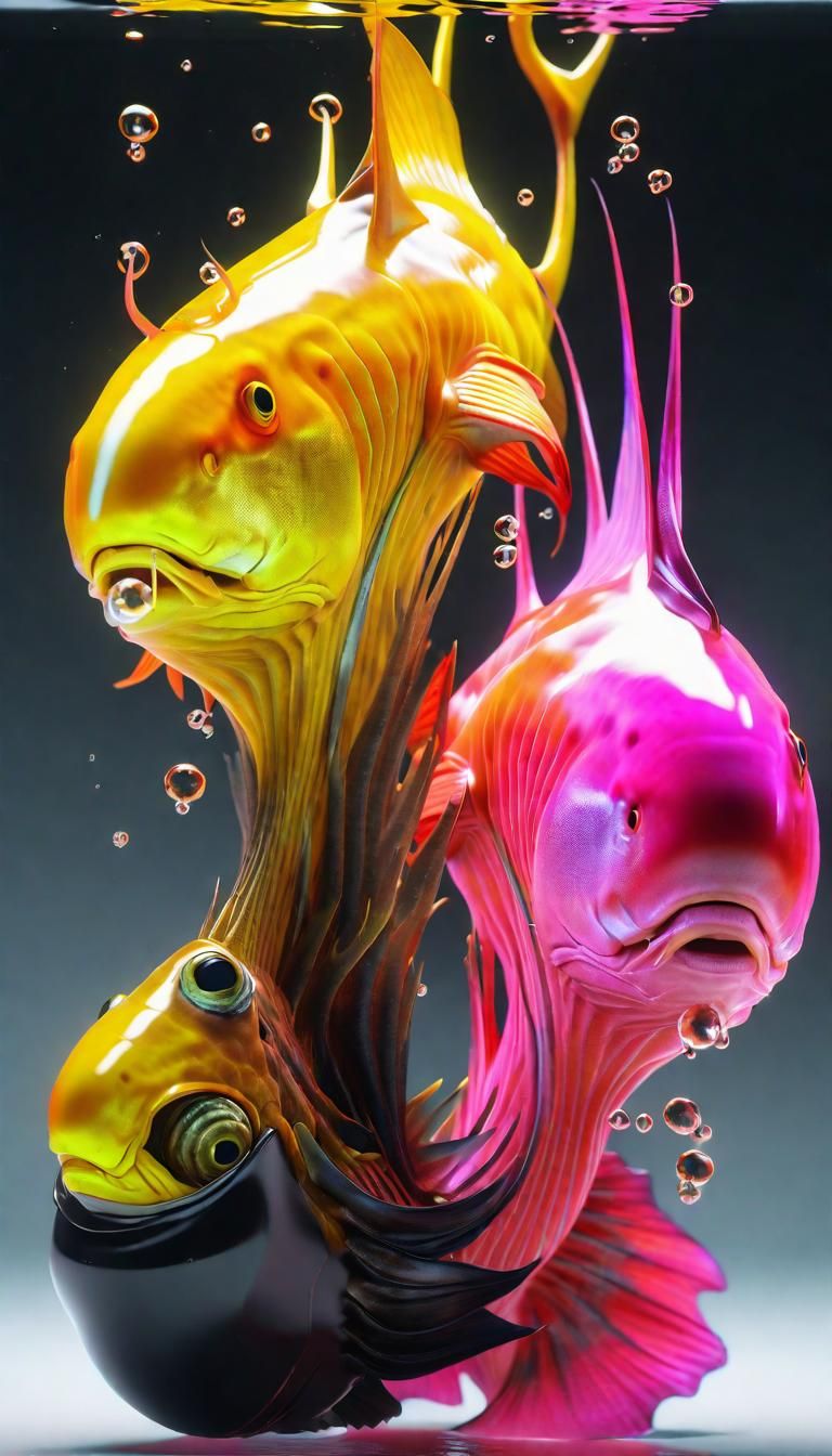 Hyperrealistic Alien Fish with Red Stripes