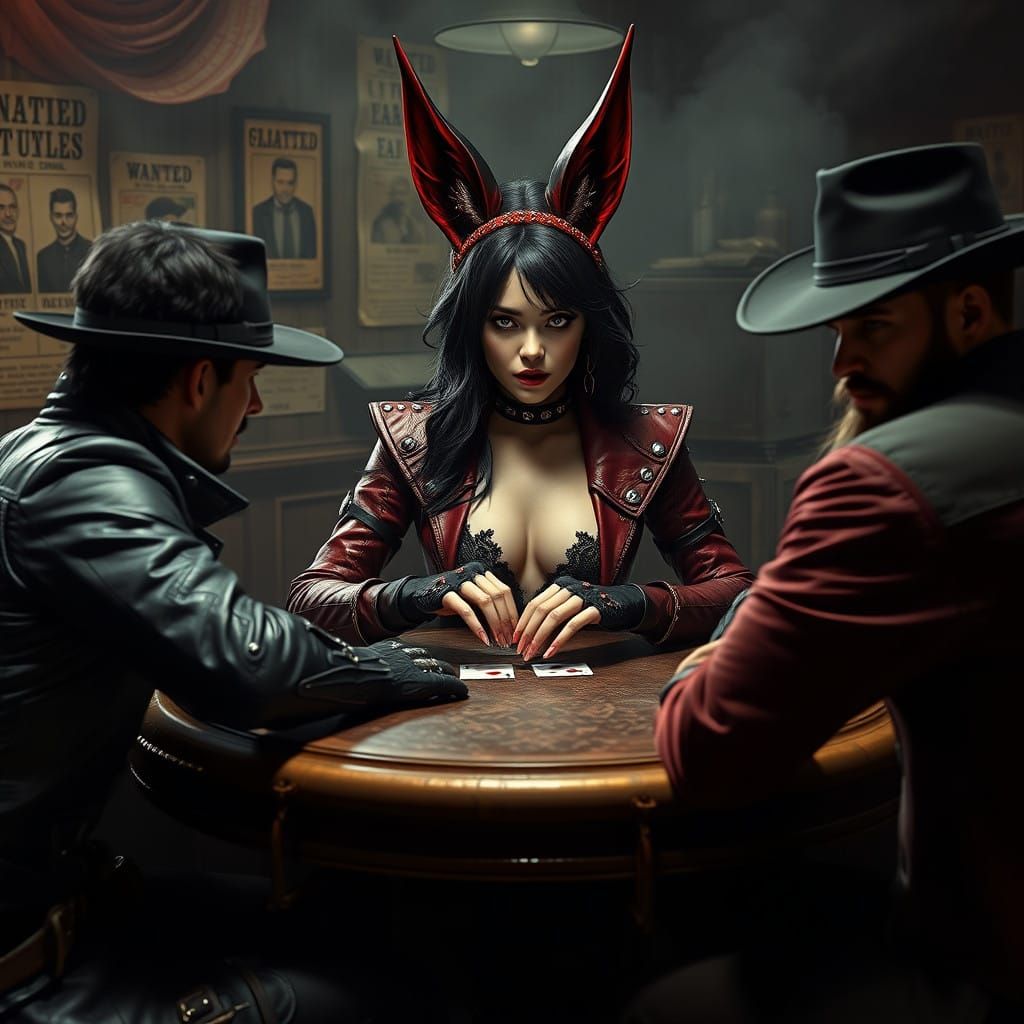 Goth Queen in Cyberpunk Saloon