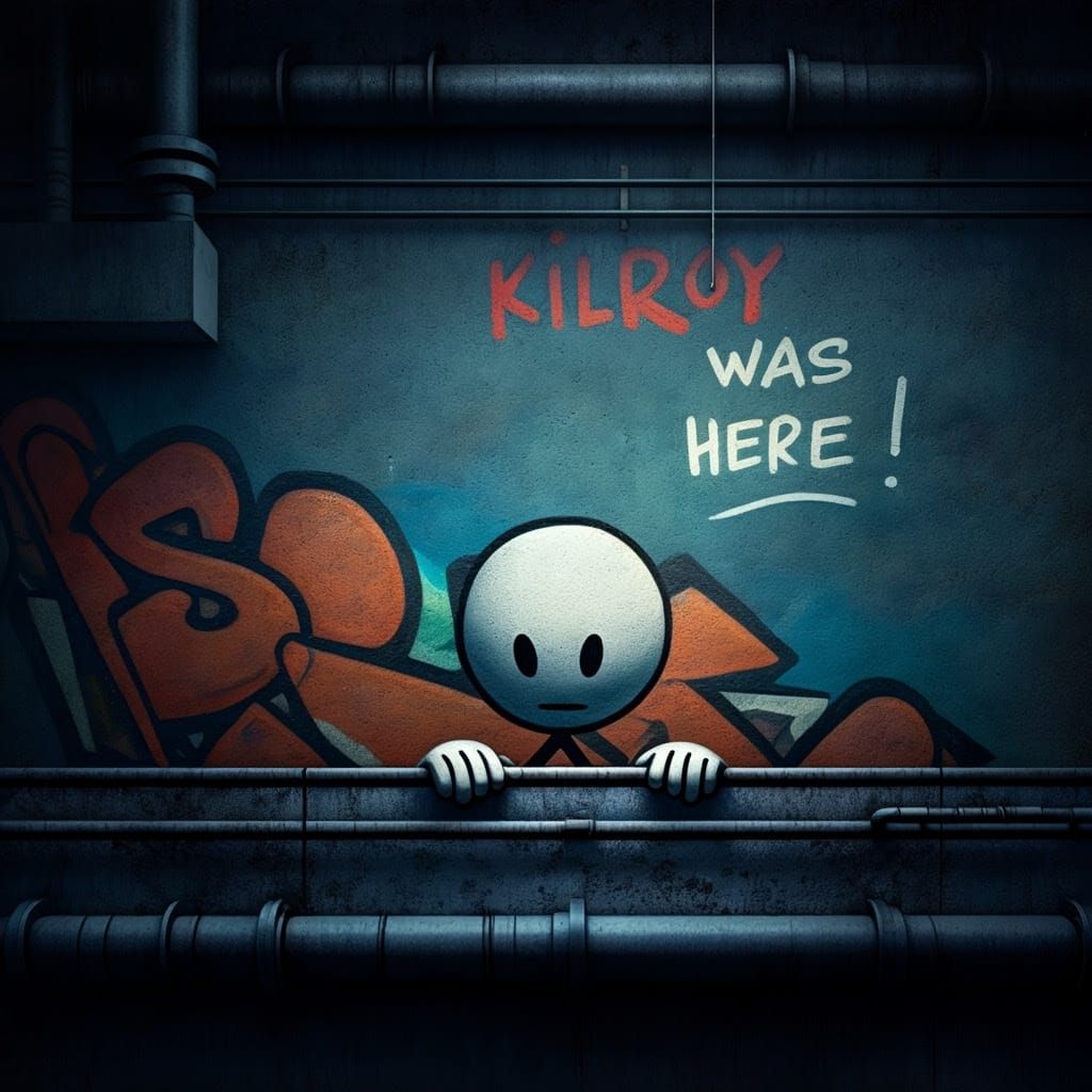 Stick Figure Graffiti Mural in Sci-Fi Style