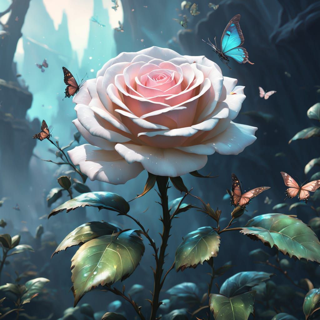 Ethereal Fantasy Rose in Whimsical Vortex