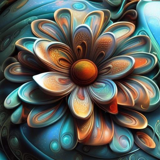 Metallic Flower with Winter Aura in Whimsical Style