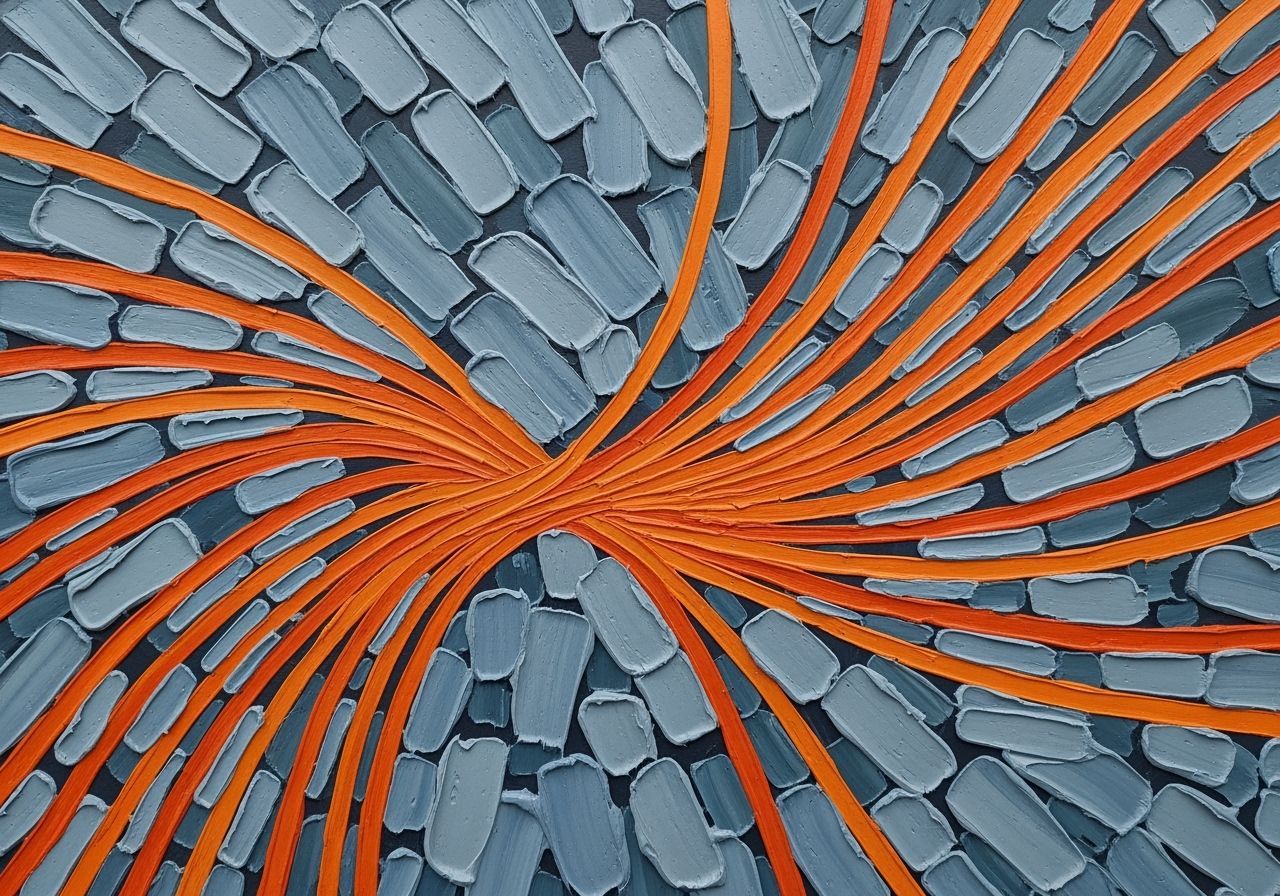 Textured Impasto Paint Filaments in Abstract Expressionist S...