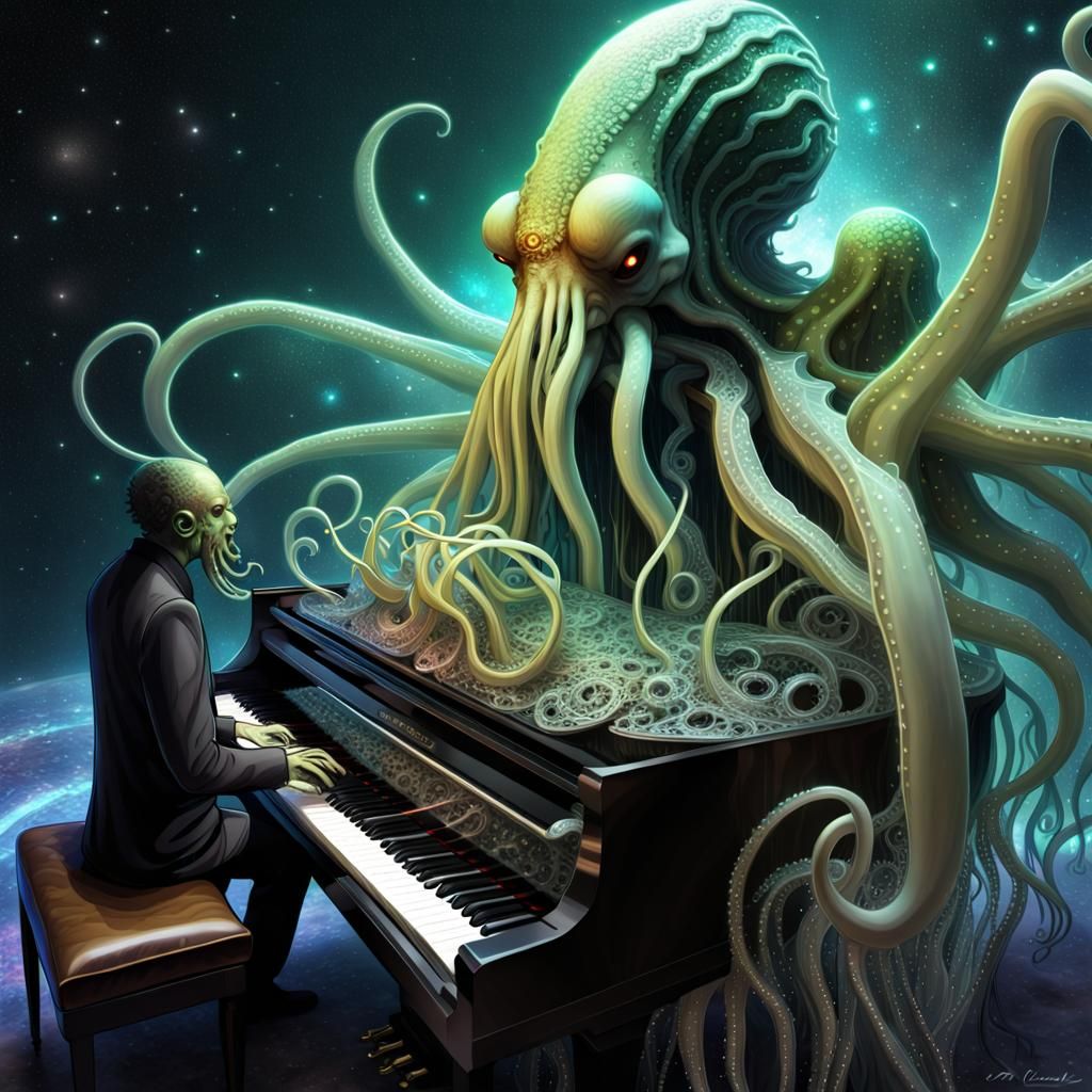 Cthulhu Plays Piano in Space as Fractal Art