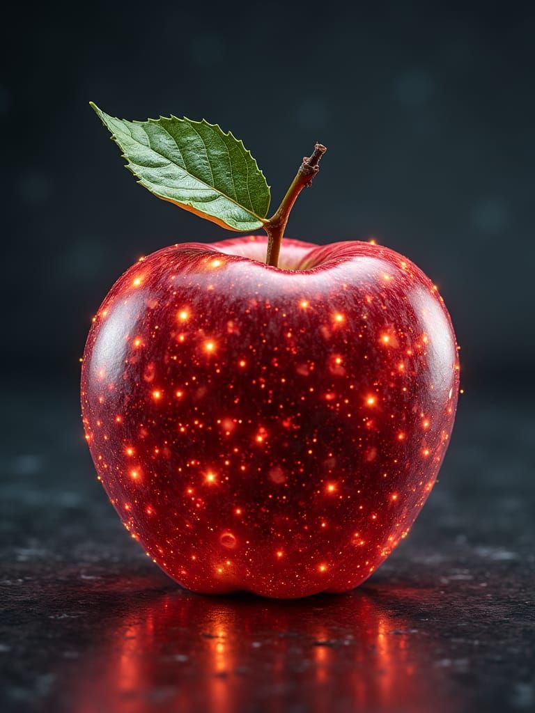 Futuristic Apple in Neon Hues